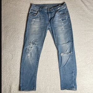 Zara Basic Denim Jeans Distressed Ripped Size 4